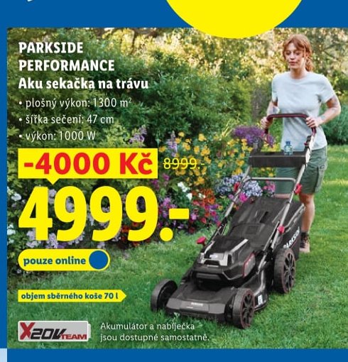 PARKSIDE PERFORMANCE Aku sekačka na trávu