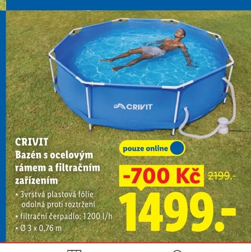 CRIVIT Bazén s ocelovým rámem a filtračním zařízením