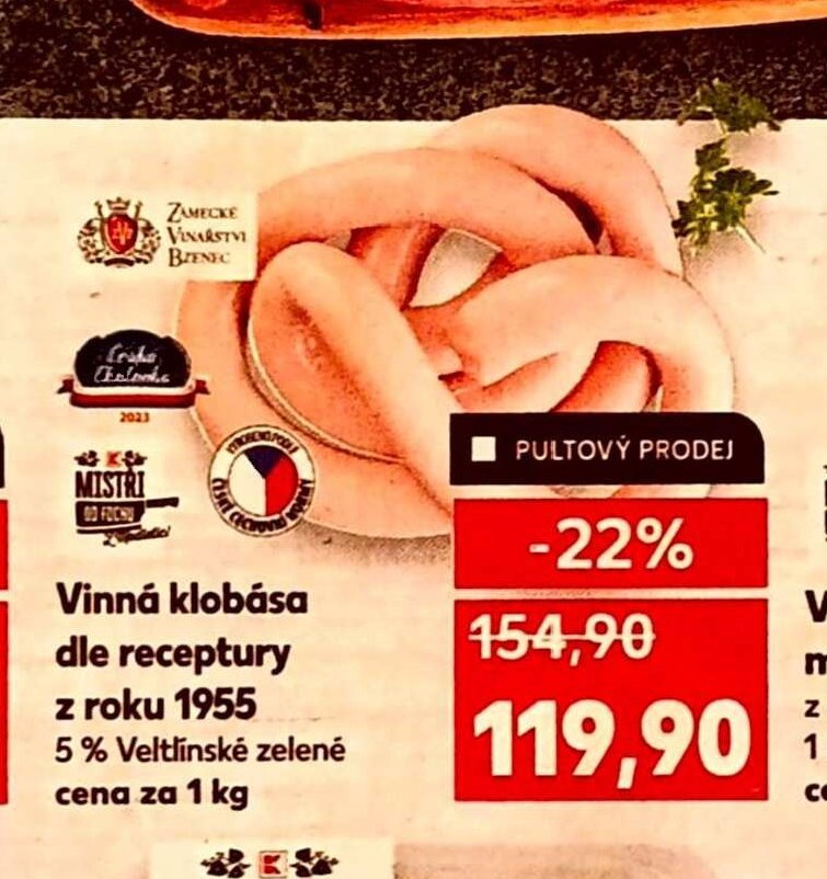 Vinná klobása dle receptury z roku 1955