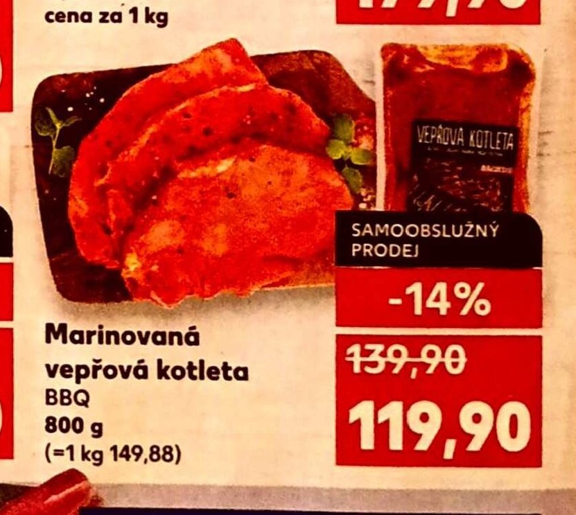 Marinovaná vepřová kotleta BBQ