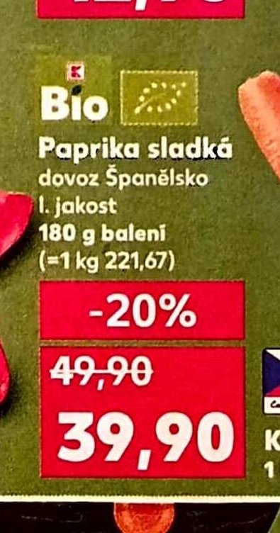 Paprika sladká Bio