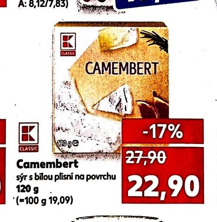 CAMEMBERT sýr s bílou plísní