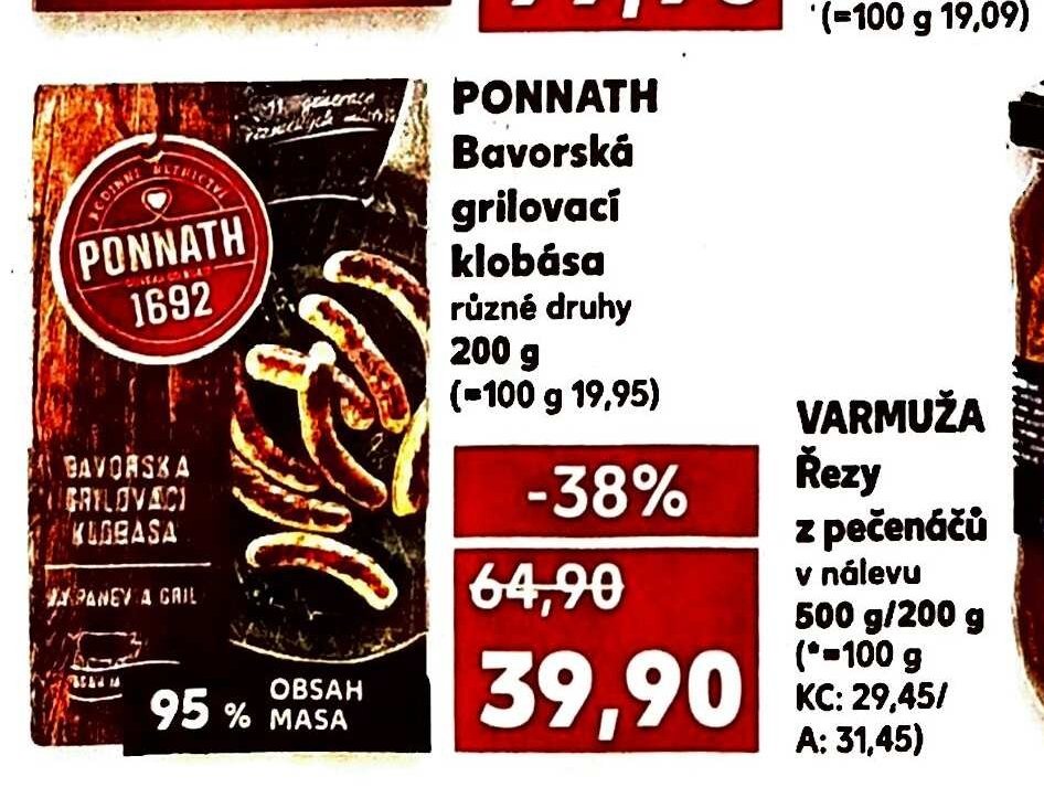 PONNATH Bavorská grilovací klobása