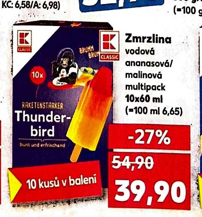 Zmrzlina vodová ananasová/malinová