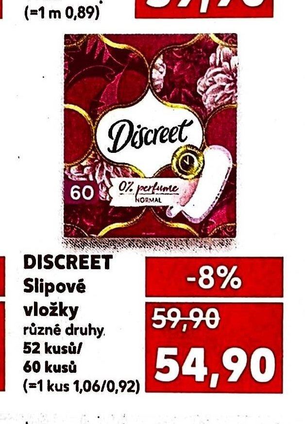 Discreet Slipové vložky 60 kusů