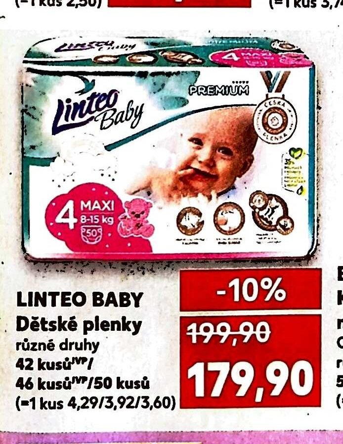 Linteo Baby Dětské plenky 42/50 kusů