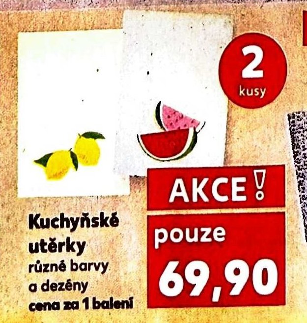 Kuchyňské utěrky různé barvy a dezény