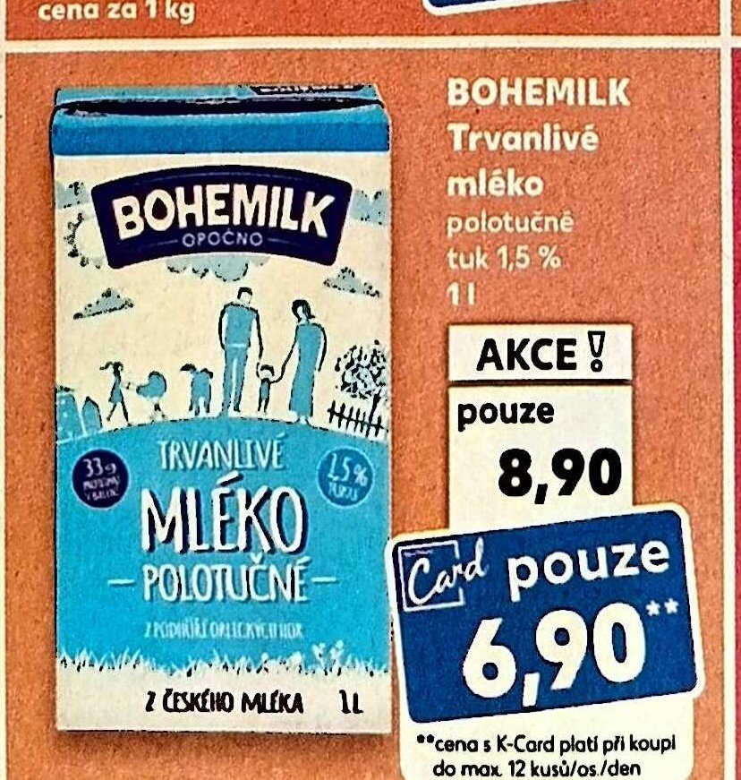 Bohemilk Trvanlivé mléko polotučné