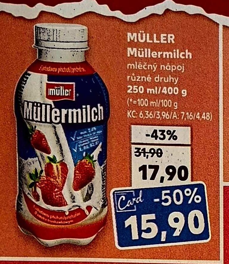 MÜLLER Müllermilch mléčný nápoj různé druhy 250 ml/400 g