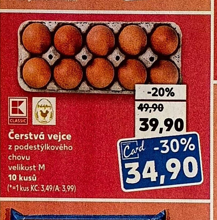 Čerstvá vejce z podestýlkového chovu velikost M 10 kusů