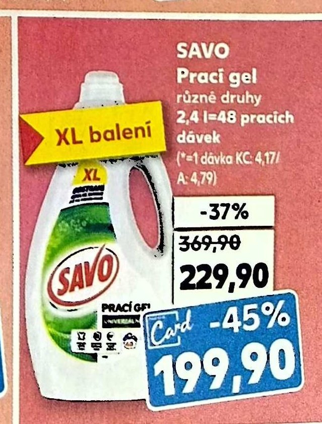 SAVO Prací gel různé druhy 2,4 l