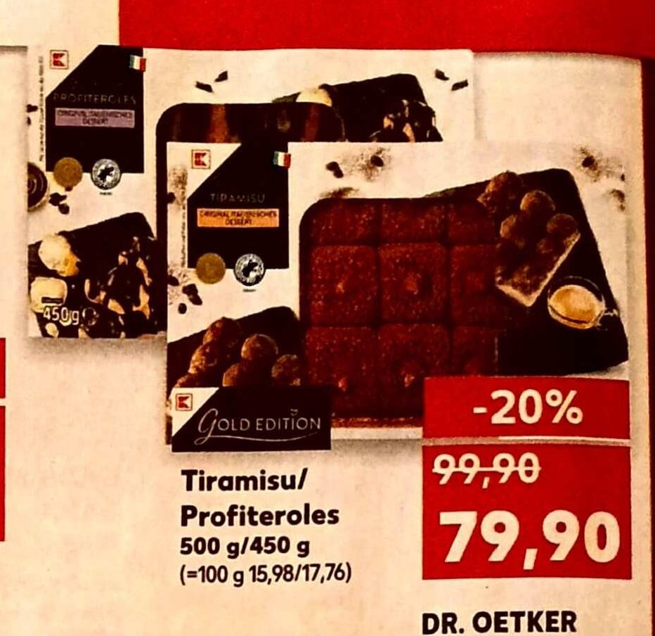Tiramisu/ Profiteroles 500 g/450 g