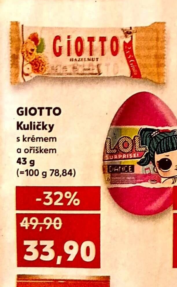GIOTTO Kuličky s krémem a oříškem 43 g