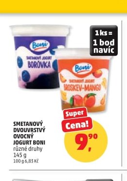 Smetanový dvouvrstvý ovocný jogurt Boni
