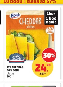 Sýr Cheddar 50% Boni plátky