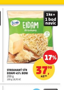 Strouhaný sýr Eidam 45% Boni