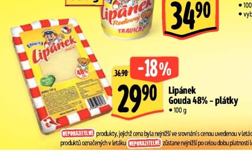 Lipánek Gouda 48% - plátky