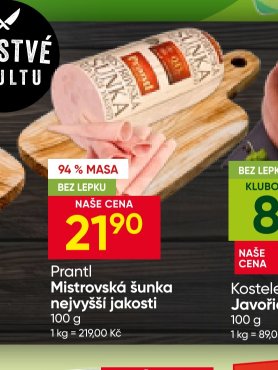 Prantl Mistrovská šunka nejvyšší jakosti 100 g