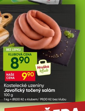 Kostelecké uzeniny Javořický točený salám 100 g