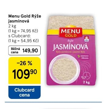 Menu Gold Rýže jasmínová 2 kg