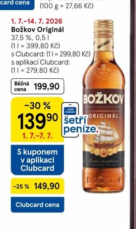 Božkov Originál 37,5 %, 0,5 l