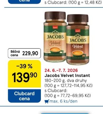 Jacobs Velvet Instant 180-200 g