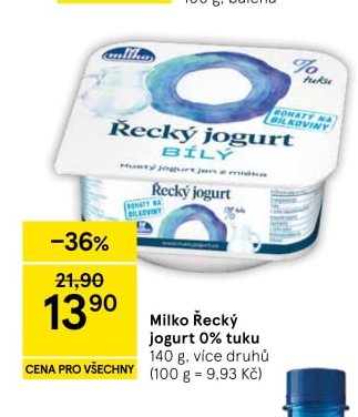 Milko Řecký jogurt 0% tuku 140 g