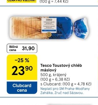 Tesco Toustový chléb máslový 500 g