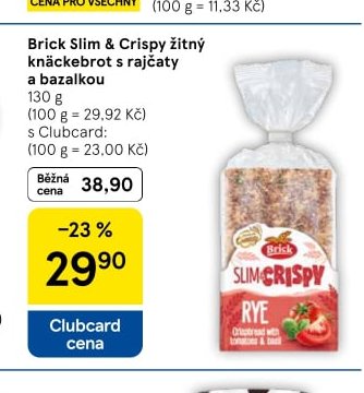 Brick Slim & Crispy žitný knäckebrot s rajčaty a bazalkou 130 g