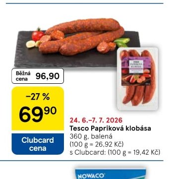 Tesco Papriková klobása