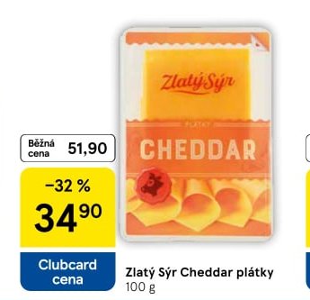Zlatý Sýr Cheddar plátky