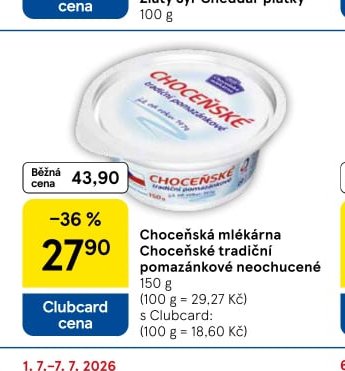 Choceňská mlékárna Choceňské tradiční pomazánkové neochucené