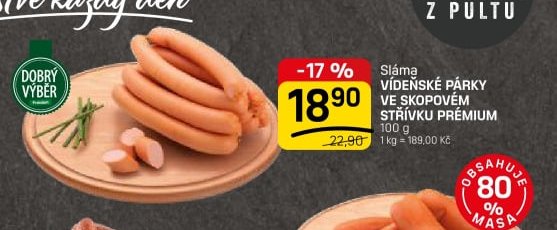 Sláma vídeňské párky ve skopovém střívku prémium