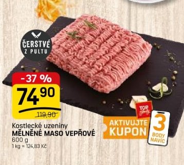 Kostlecké uzeniny MĚLNĚNÉ MASO VEPŘOVÉ 600 g