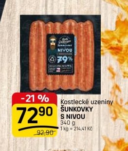 Kostlecké uzeniny ŠUNKOVKY S NIVOU 340 g
