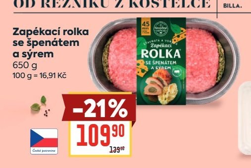 Zapékací rolka se špenátem a sýrem