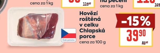 Hovězí roštěná v celku Chlapská porce