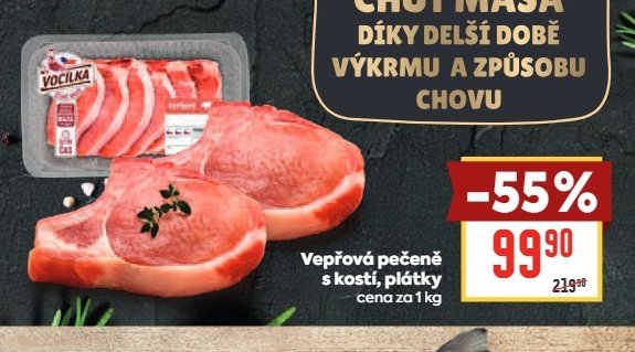 Vepřová pečeně s kostí, plátky