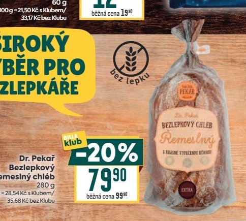 Dr. Pekař Bezlepkový řemeslný chléb 280 g