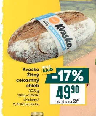 Kvasko Žitný celozrnný chléb