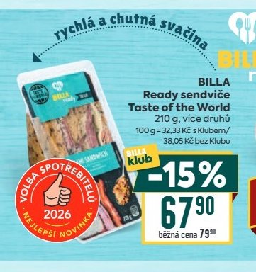 BILLA Ready sendviče Taste of the World