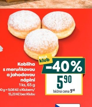 Kobliha s meruňkovou a jahodovou náplní
