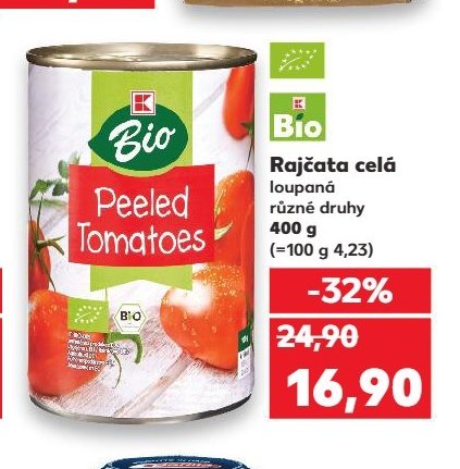 K-Bio Rajčata celá loupaná 400 g