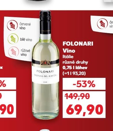 FOLONARI Víno různé druhy 0,75 l