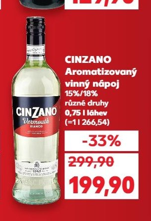 CINZANO Aromatizovaný vinný nápoj 0,75 l