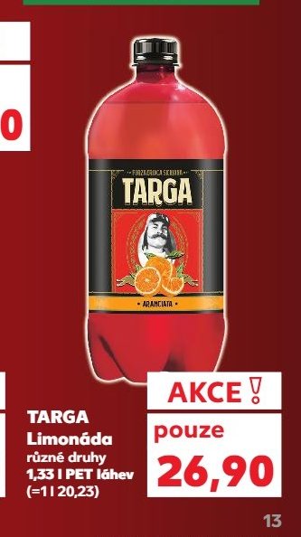 TARGA Limonáda různé druhy 1,33 l PET
