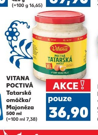 VITANA POCTIVÁ Tatarská omáčka/Majonéza 500 ml