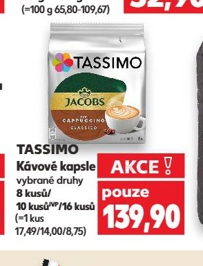 TASSIMO Kávové kapsle 8 kusů/16 kusů