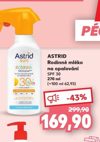 ASTRID Rodinné mléko na opalování SPF 30 270 ml