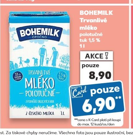 BOHEMILK Trvanlivé mléko polotučné